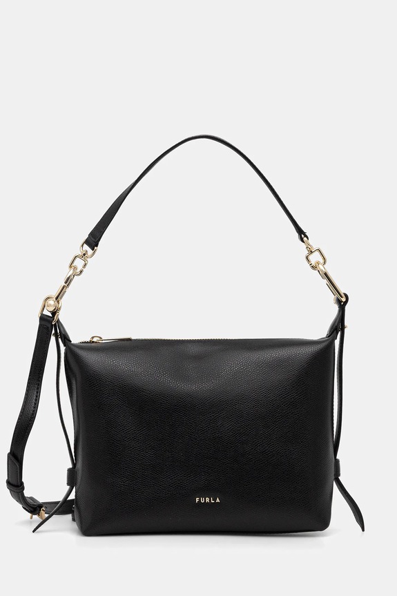 Kožená kabelka Furla Tonie Mini Hobo usňová koža čierna WE00877.A.0023.O6000