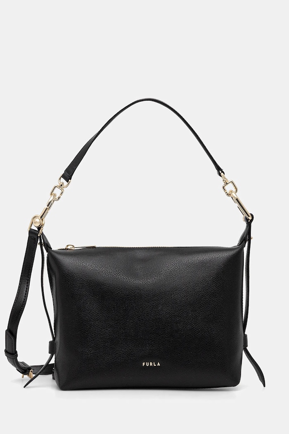 Kožená kabelka Furla Tonie Mini Hobo usňová koža čierna WE00877.A.0023.O6000