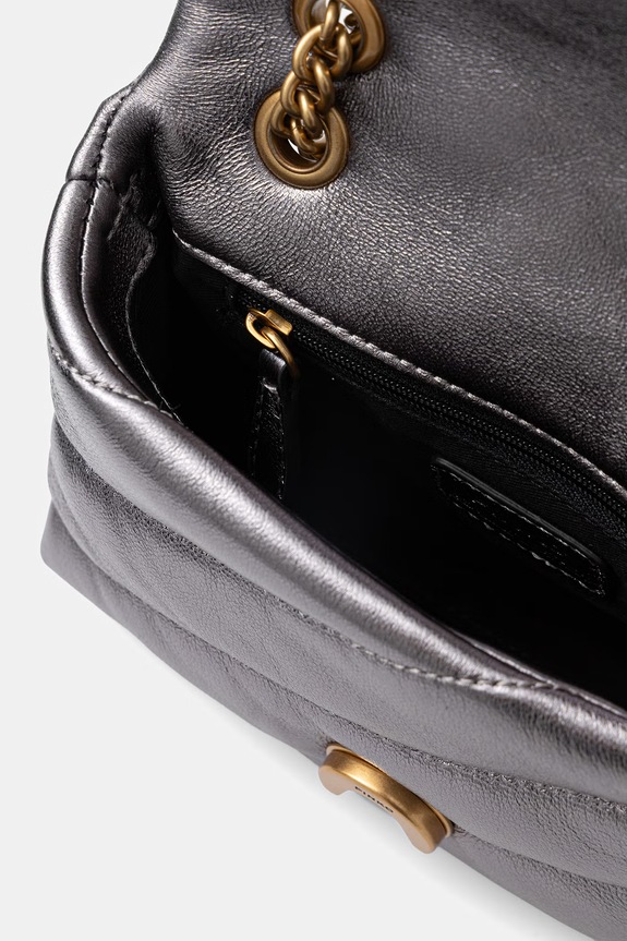 Pinko crossbody torbica ženska usnjena 100040.A360 srebrna