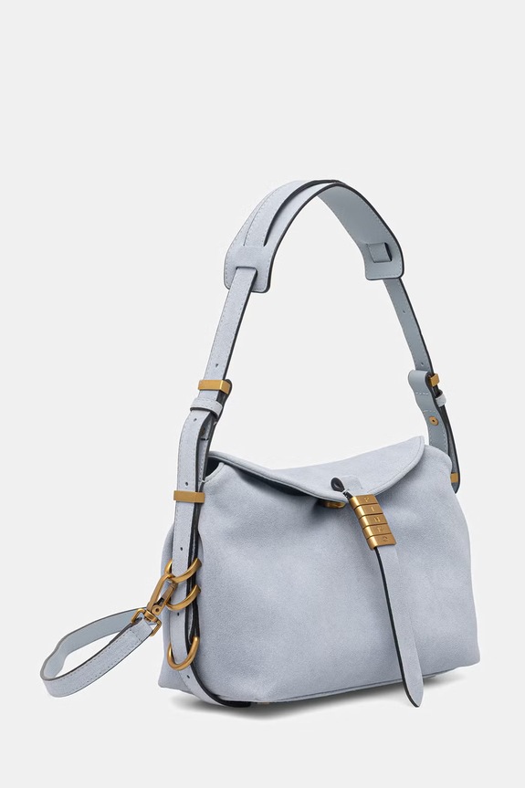Pinko crossbody torba za žene od brušene kože Horizontal 105895.A0F6 plava SS26