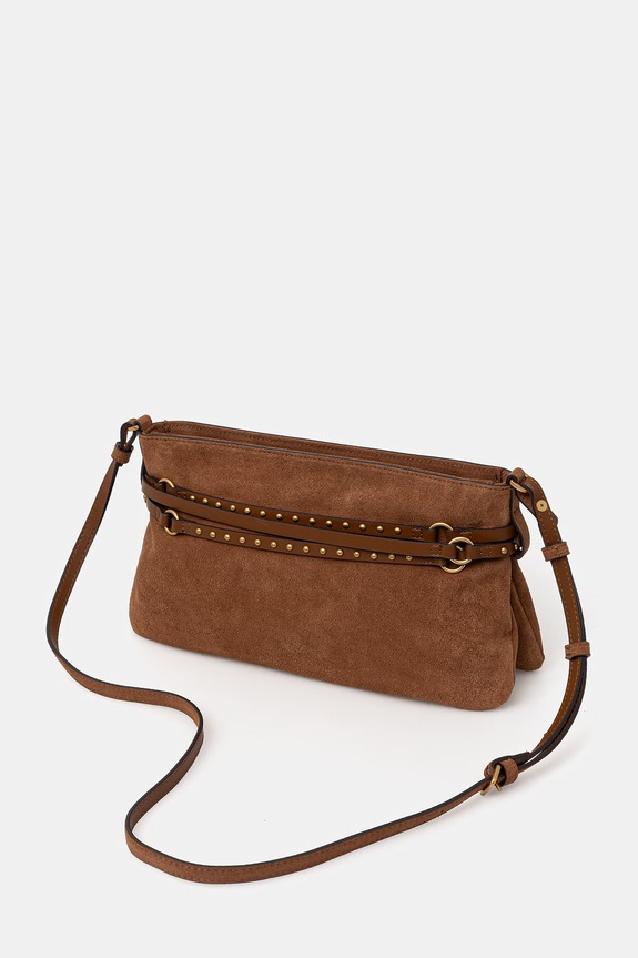 Accesorii Pinko geantă de mână din piele întoarsă 106176.A0F6 maro