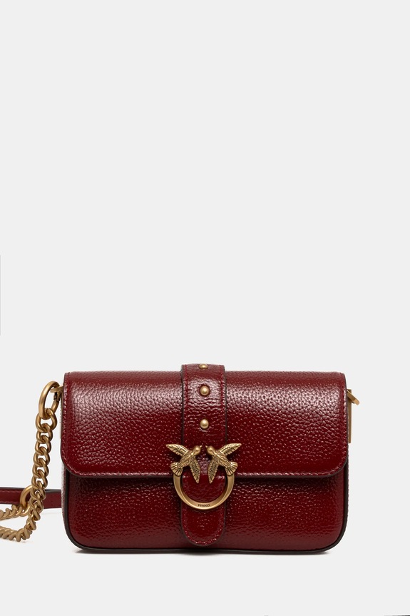 Кожена чанта Pinko гладка кожа бордо 105353.A2X6