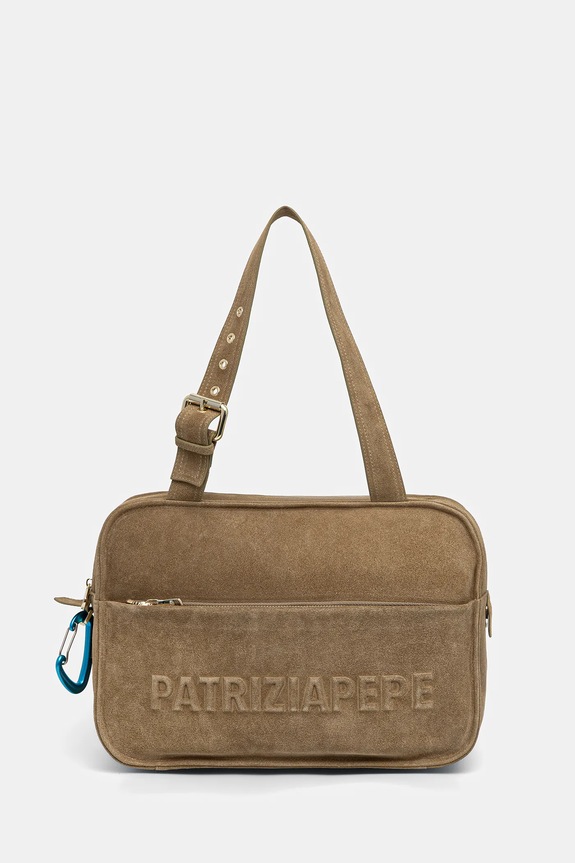Τσάντα σουέτ Patrizia Pepe δέρμα σαμουά πράσινο 2B0125.L152