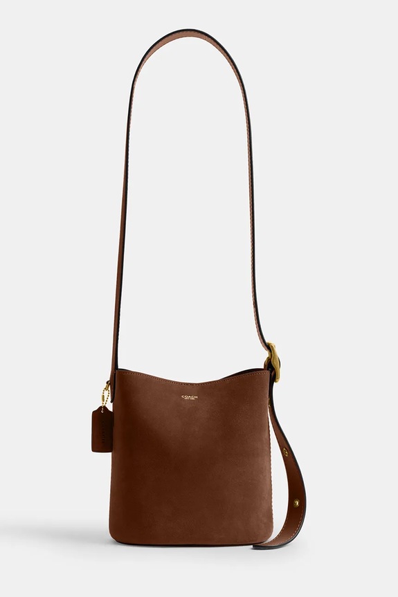 Coach torebka zamszowa Suede Bleecker Bucket 21 skóra zamszowa brązowy CCW84