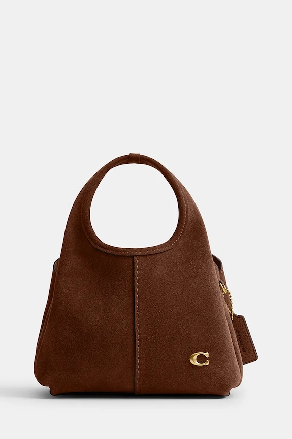 Coach torebka crossbody damska zamszowa Suede Lana Shoulder Bag 19 nie mieści A4 brązowy CCY33