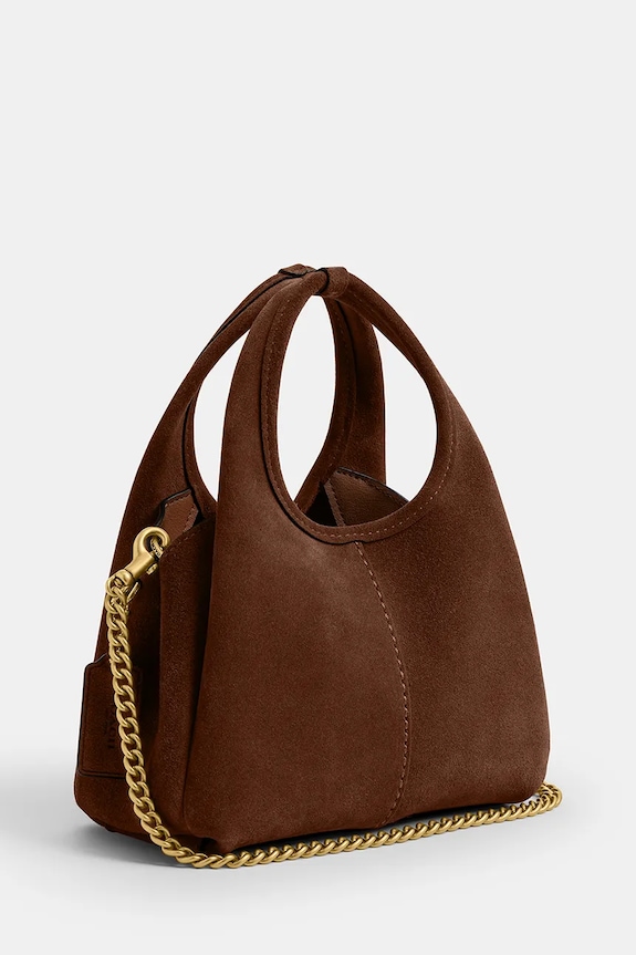 Akcesoria Coach torebka crossbody damska zamszowa Suede Lana Shoulder Bag 19 CCY33 brązowy