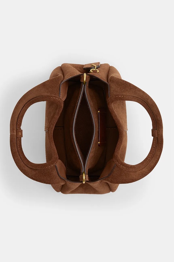 Coach torebka crossbody damska zamszowa Suede Lana Shoulder Bag 19 CCY33 brązowy