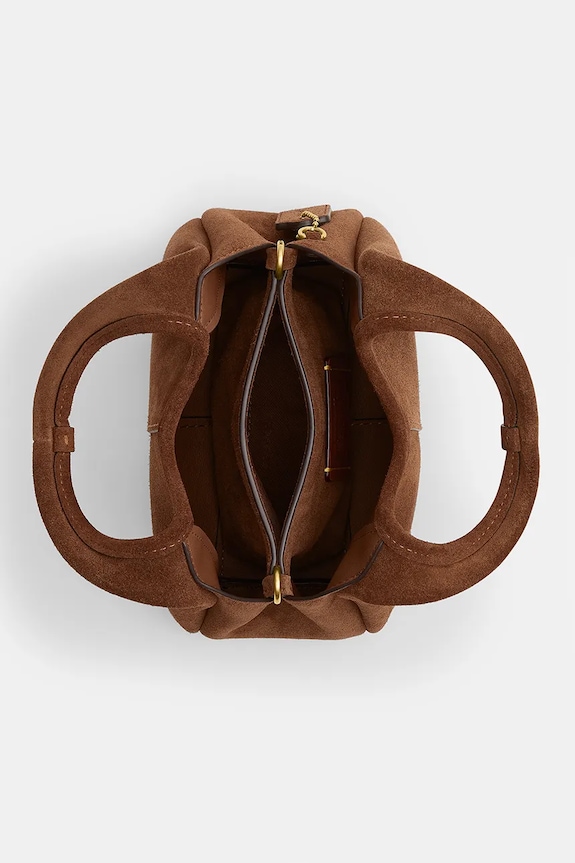 Coach torebka crossbody damska zamszowa Suede Lana Shoulder Bag 19 CCY33 brązowy