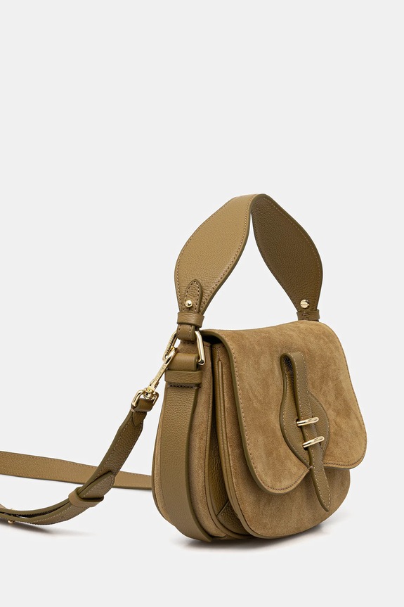 Kožená kabelka Coccinelle MAVERY SUEDE E1.U7H.18.02.01 zlatá SS26