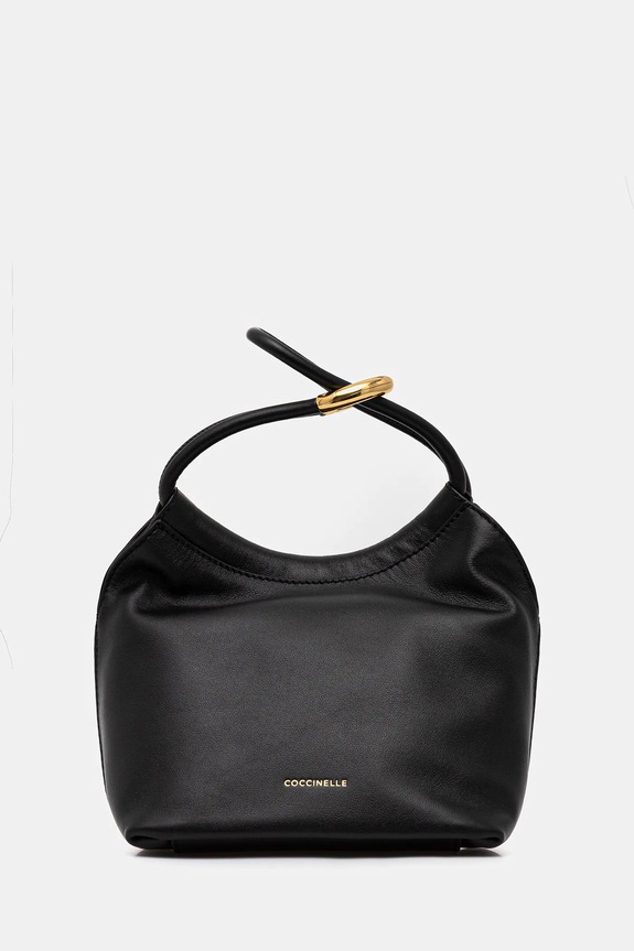 Coccinelle poșetă de piele FINN POUCH uni negru E1.UAA.58.01.01