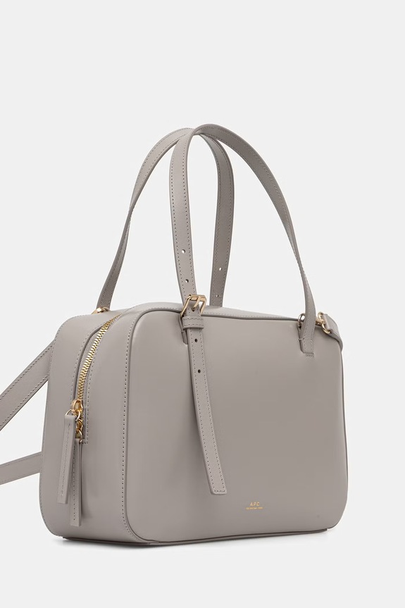 A.P.C. crossbody kabelka dámska kožená SAC VIRGINIE BOX PXBMW.F67017 sivá SS26