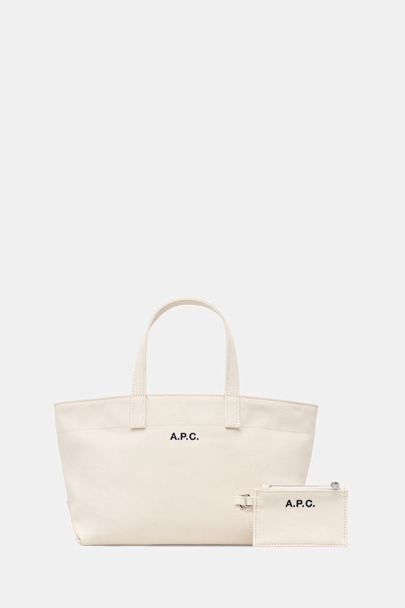 A.P.C. tote Γυναικεία βαμβακεία LE DRUMMER TOILE SMALL μπεζ COHMP.F67045