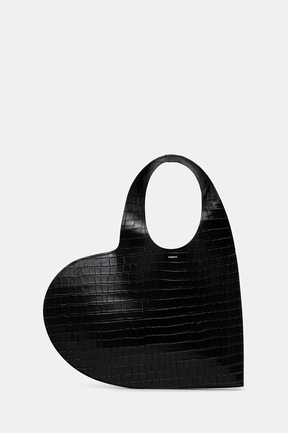Coperni torebka skórzana Croco Double Heart skóra licowa czarny COPBA113F6075