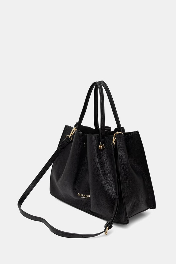 Akcesoria ERMANNO Firenze torebka shopper damska z imitacji skóry 12402132 czarny
