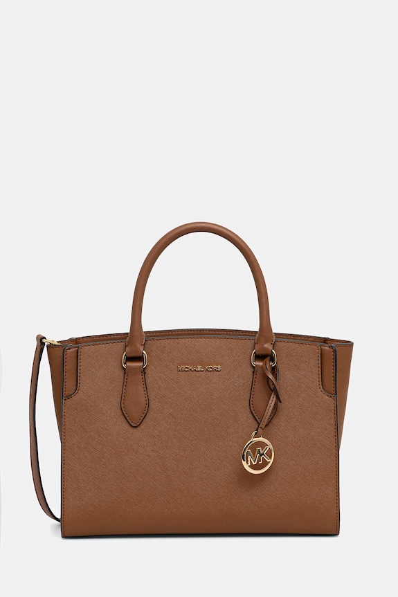 Шкіряна сумочка MICHAEL Michael Kors лицьова шкіра коричневий 30R6GQ6S2L