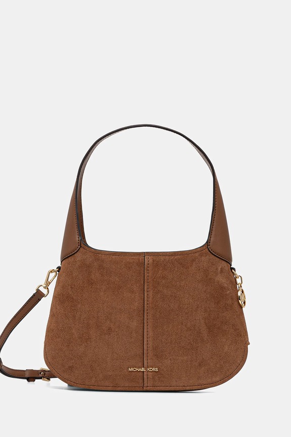 Semišová kabelka MICHAEL Michael Kors jemný vzor hnedá 30R6G0XL1S
