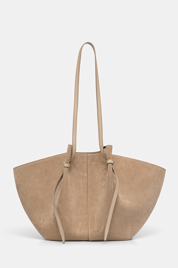 Yuzefi geantă shopper pentru femei, din piele întoarsă LARGE MOCHI bej YUZSS26.HB.LM.S007
