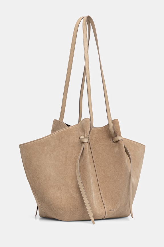 Yuzefi geantă shopper pentru femei, din piele întoarsă LARGE MOCHI YUZSS26.HB.LM.S007 bej SS26