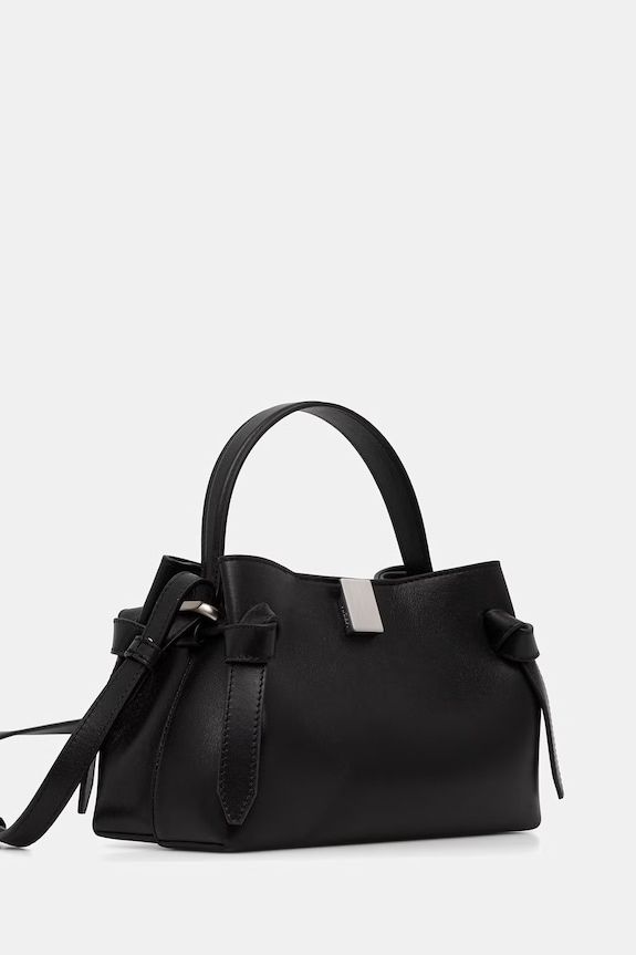 Yuzefi geantă crossbody de pentru femei, din piele GYOZA MINI YUZSS26.HB.MGZ.L072 negru AA00