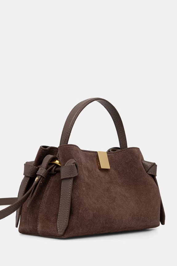 Yuzefi geantă crossbody pentru femei, din piele întoarsă GYOZA MINI YUZRS26.HB.MGZ.S026 maro AA00