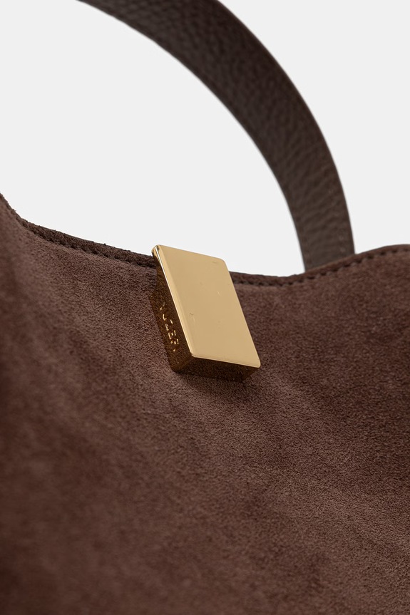 Yuzefi geantă crossbody pentru femei, din piele întoarsă GYOZA MINI maro YUZRS26.HB.MGZ.S026