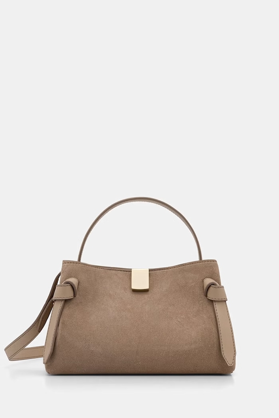 Yuzefi geantă crossbody pentru femei, din piele întoarsă GYOZA MINI bej YUZSS26.HB.MGZ.S007