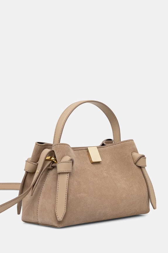 Yuzefi geantă crossbody pentru femei, din piele întoarsă GYOZA MINI YUZSS26.HB.MGZ.S007 bej AA00
