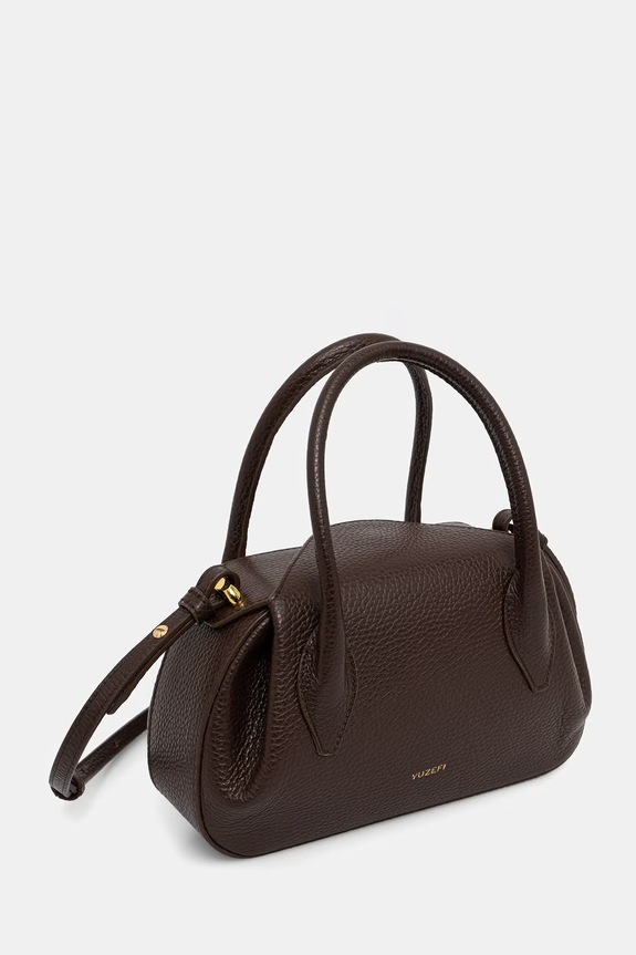 Yuzefi geantă crossbody pentru femei, din piele OYSTER MINI DUFFLE YUZCO.HB.MOYD.L038 maro AA00