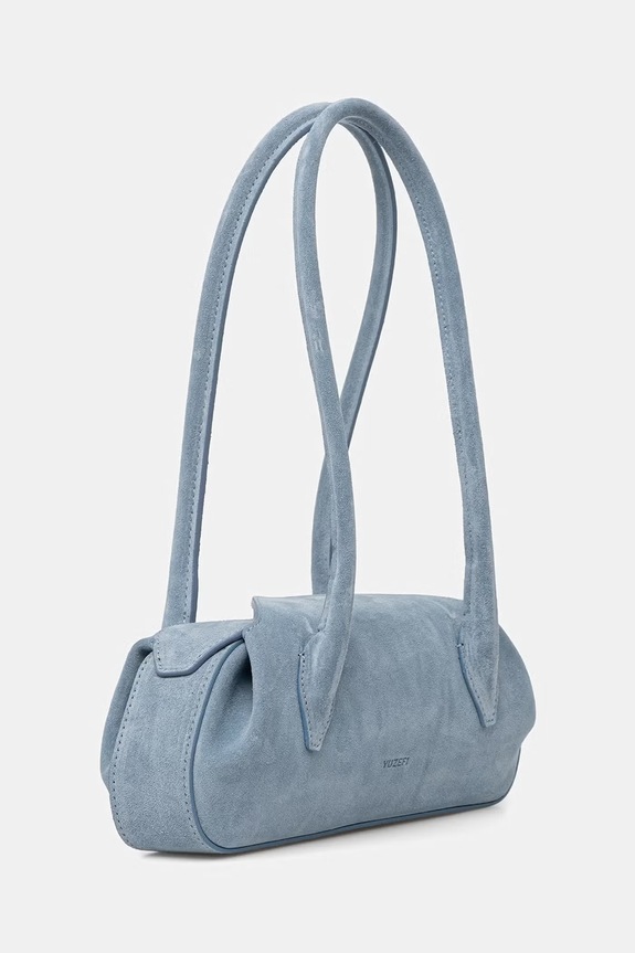 Yuzefi geantă baguette pentru femei, din piele întoarsă OYSTER SHOULDER BAG MINI YUZSS26.HB.OSM.S027 albastru SS26