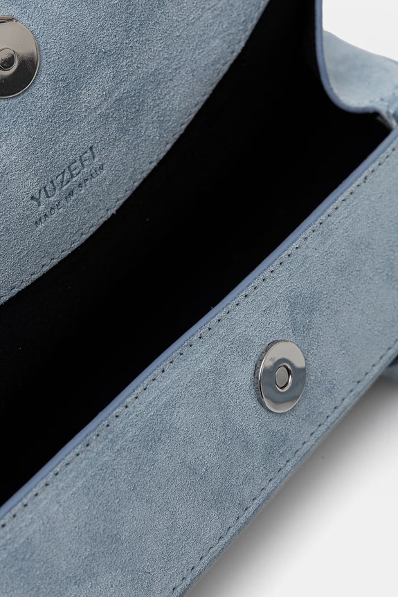 Yuzefi geantă baguette pentru femei, din piele întoarsă OYSTER SHOULDER BAG MINI albastru YUZSS26.HB.OSM.S027