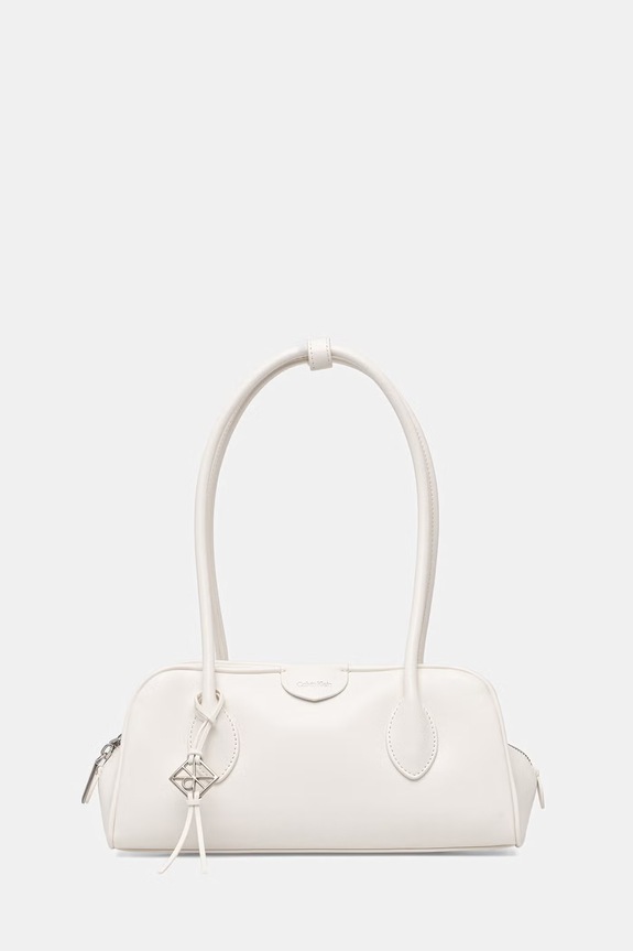 Calvin Klein kutijasta torba za žene od imitacije kože bijela LV04F3369G