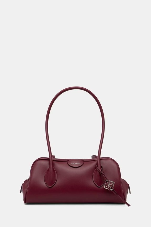 Calvin Klein torebka kuferek damska z imitacji skóry bordowy LV04F3369G