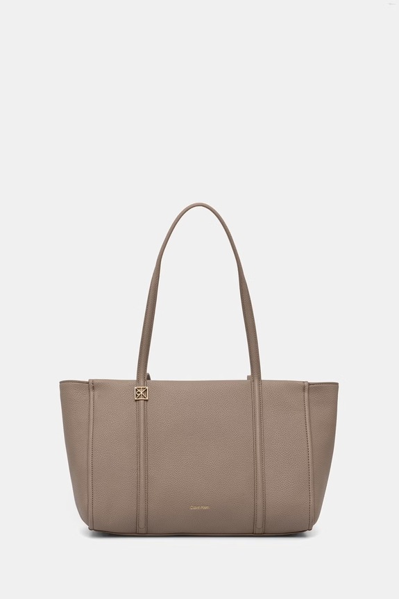 Calvin Klein torebka shopper damska z imitacji skóry beżowy LV04F3424G