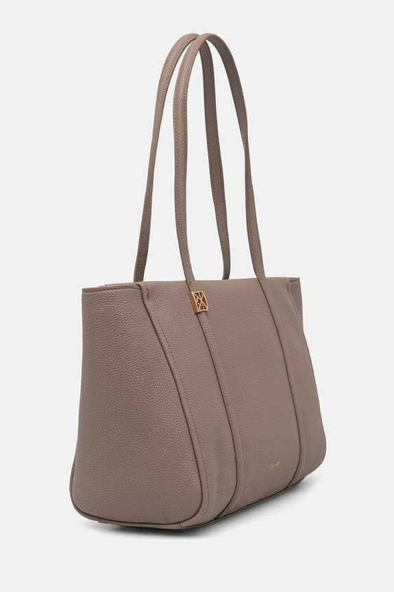 Calvin Klein torebka shopper damska z imitacji skóry LV04F3424G beżowy SS26