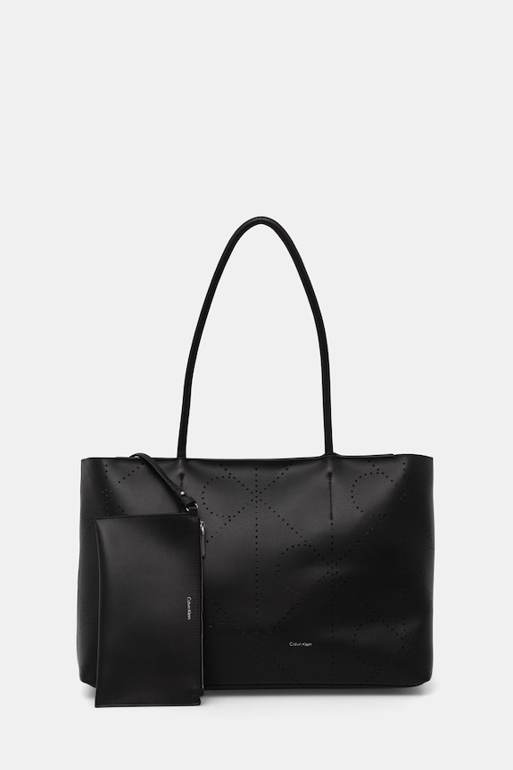 Calvin Klein geantă shopper de damă din piele negru LV04F3359G