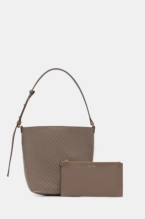 Calvin Klein torebka koszyk damska z imitacji skóry brązowy LV04F3365G