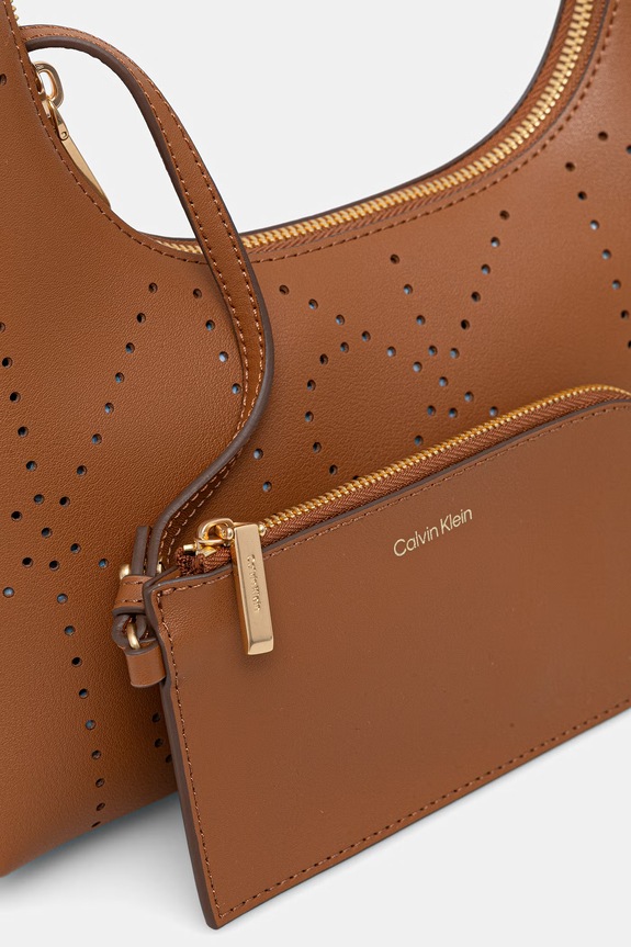Calvin Klein crossbody kabelka dámska kožená hnedá LV04F3367G