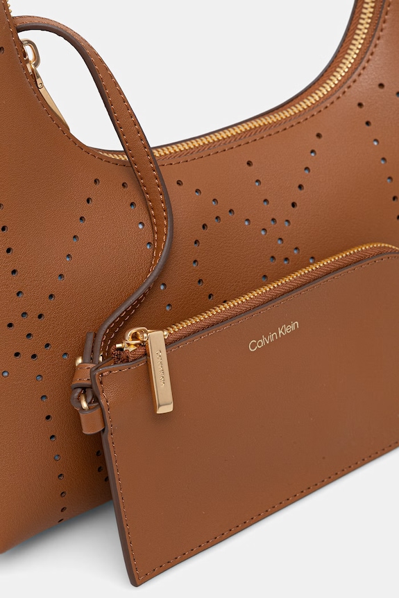 Calvin Klein crossbody kabelka dámska kožená hnedá LV04F3367G