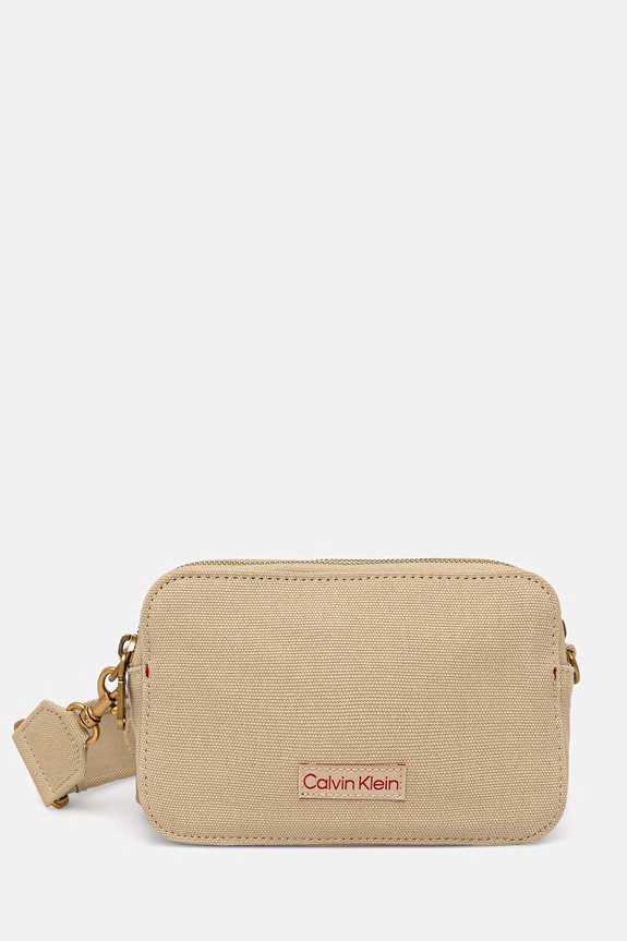 Calvin Klein torebka crossbody damska bawełniana beżowy LV04F3385G