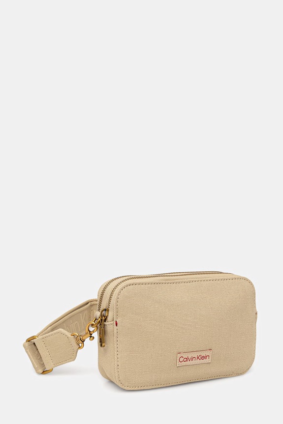 Calvin Klein torebka crossbody damska bawełniana LV04F3385G beżowy SS26