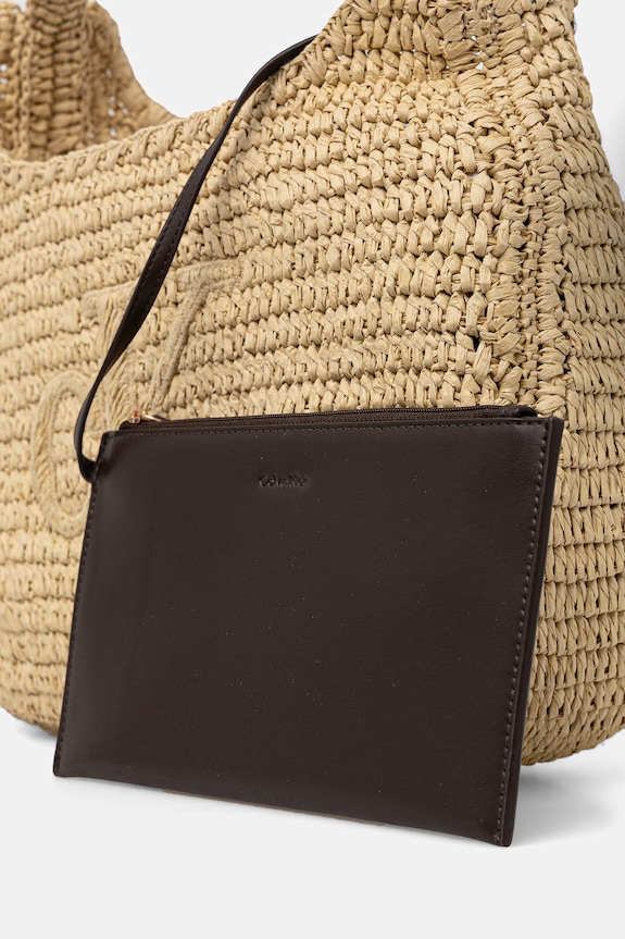 Calvin Klein geantă shopper pentru femei împletită LV04F3448G bej