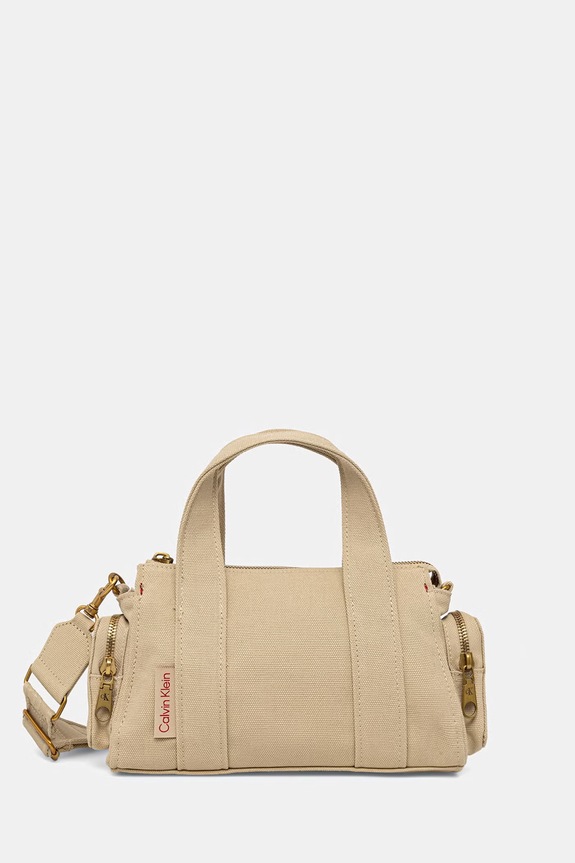 Calvin Klein crossbody kabelka dámska bavlnená béžová LV04F3464G