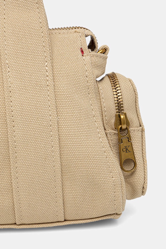 Calvin Klein crossbody kabelka dámska bavlnená béžová LV04F3464G