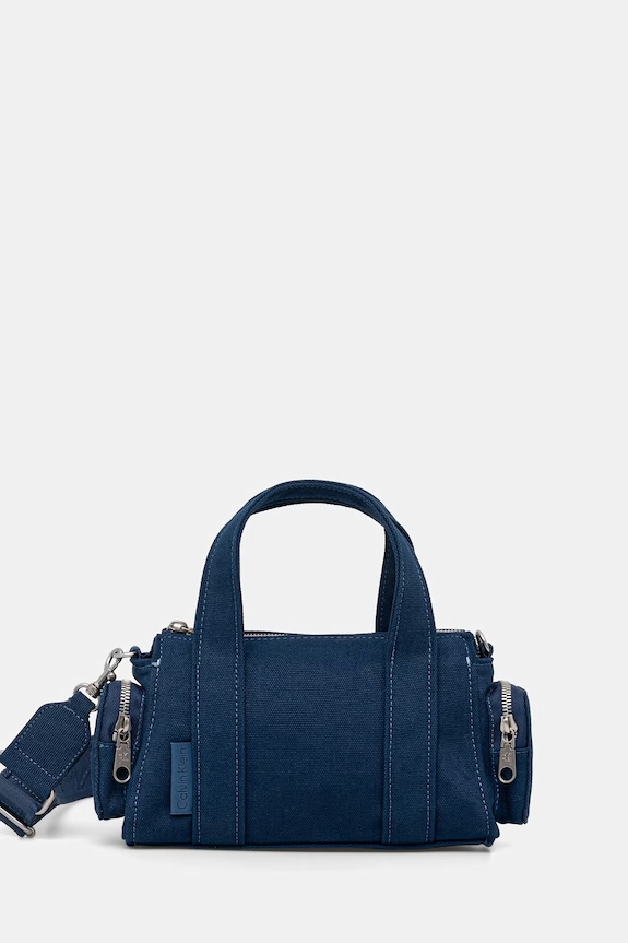 Calvin Klein crossbody kabelka dámska bavlnená modrá LV04F3464G