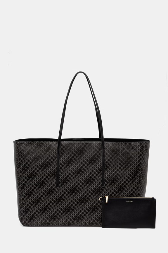 Calvin Klein torebka shopper damska z imitacji skóry czarny LV04F3364G