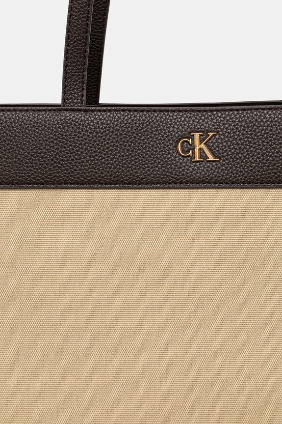 Calvin Klein torebka shopper damska bawełniana beżowy LV04F3503G