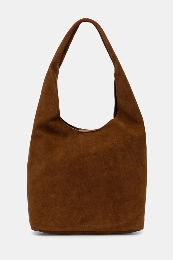 Calvin Klein torebka shopper damska zamszowa brązowy LV04F3597G