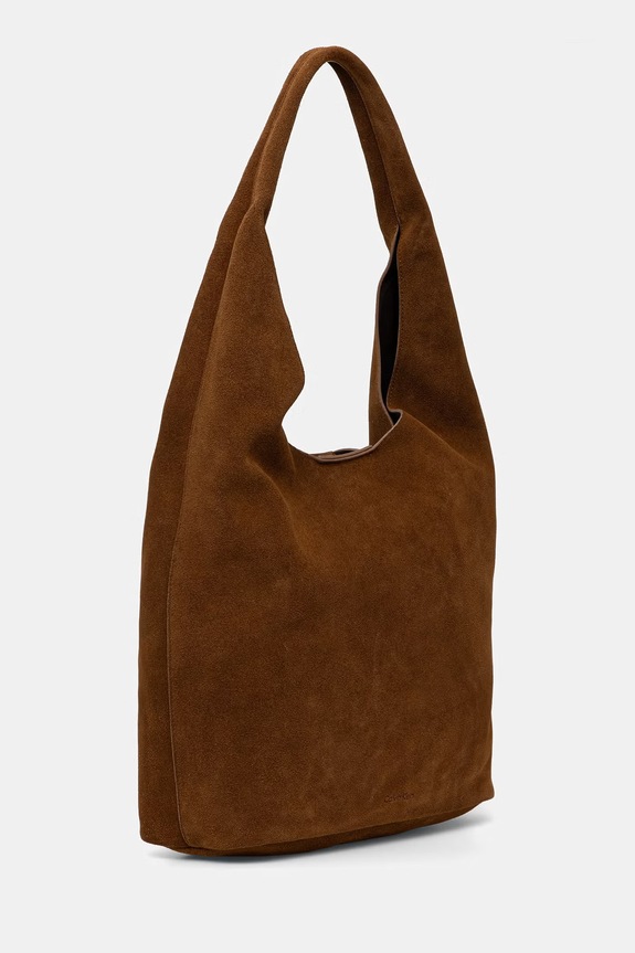 Calvin Klein torebka shopper damska zamszowa LV04F3597G brązowy SS26