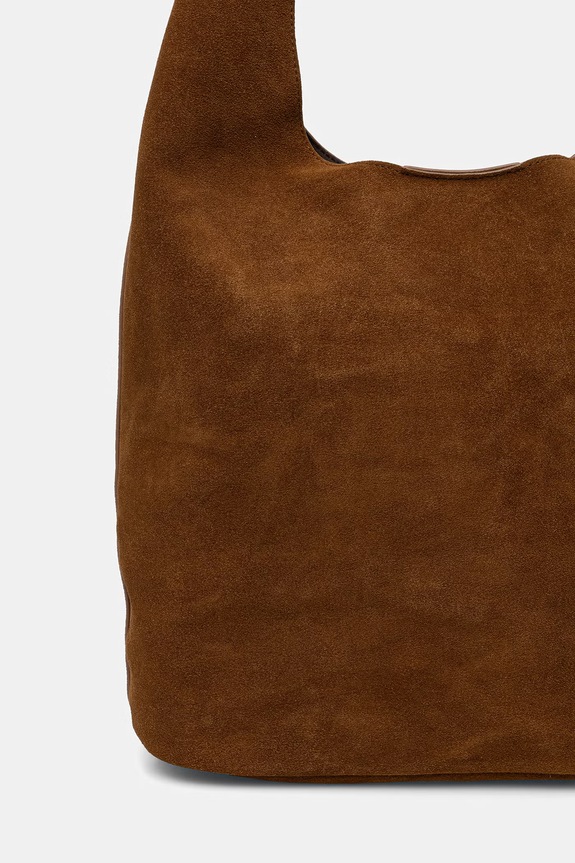 Akcesoria Calvin Klein torebka shopper damska zamszowa LV04F3597G brązowy