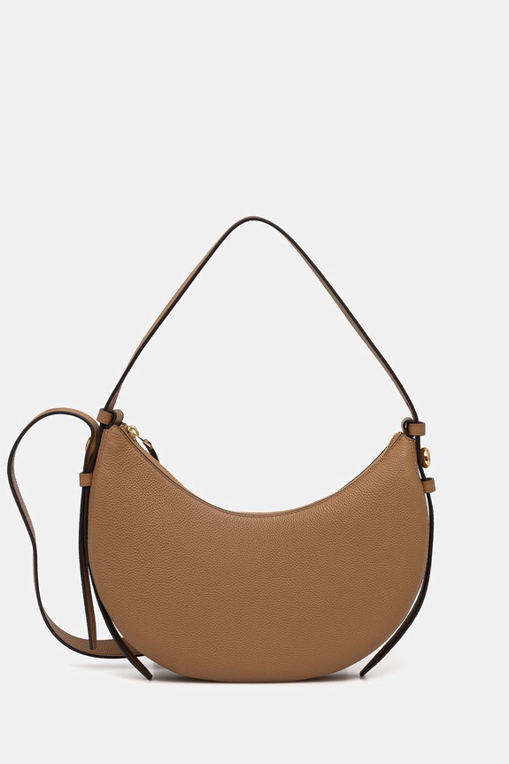 Δερμάτινη τσάντα Tory Burch Romy λείο δέρμα καφέ 178677